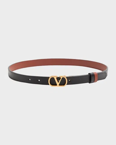 Valentino Garavani Reversible Vlogo Signature Leather Belt In Transparent