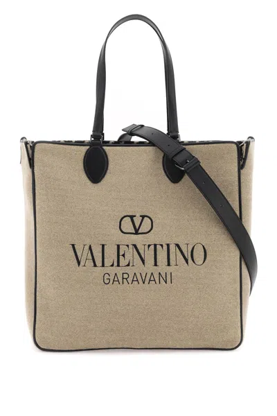 Valentino Garavani Reversible Wool Tote Handbag With Embroidered Logo And Iconic Toile Motif In Multicolor