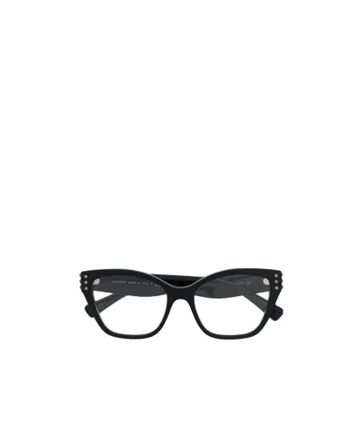 Valentino Garavani Rhinestone Embellished Glasses In Transparent