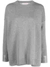 Valentino Rhinestone-embellished Wool Jumper In Grey