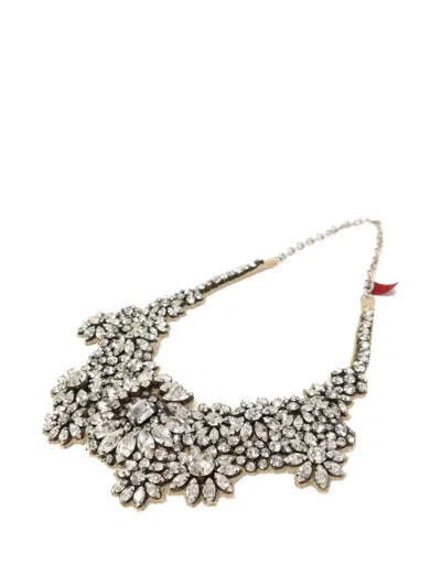 Pre-owned Valentino Garavani Rhinestone Necklace In Silver