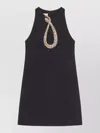 Valentino Garavani Rhinestone Snake Embroidery Crepe Couture Short Dress In Black