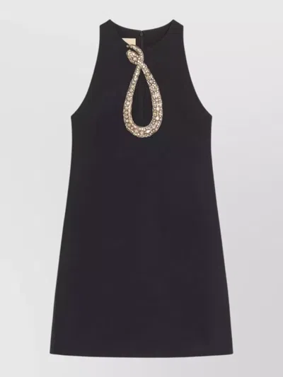 VALENTINO RHINESTONE SNAKE EMBROIDERY CREPE COUTURE DRESS