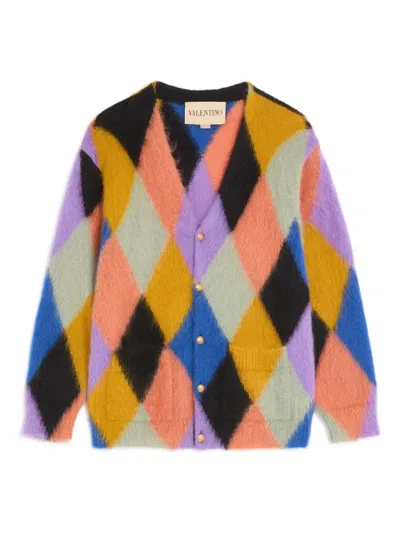 Valentino Geknöpfter Cardigan Mit Rhombelle-muster In Black