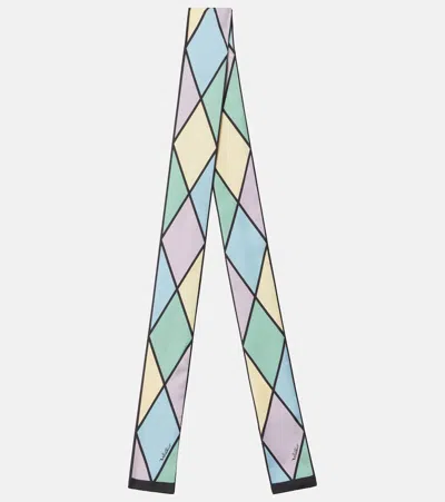 Valentino Geometric Pattern Lightweight Rectangular Scarf In Blue