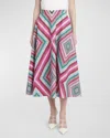 Valentino Geometric Print Midi Skirt In Multi
