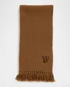 Valentino Rib Knit Scarf In Brown