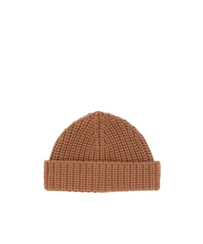 Valentino Garavani Rib Knitted Hat In Brown