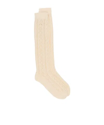 Valentino Rib Knitted Socks In Nude