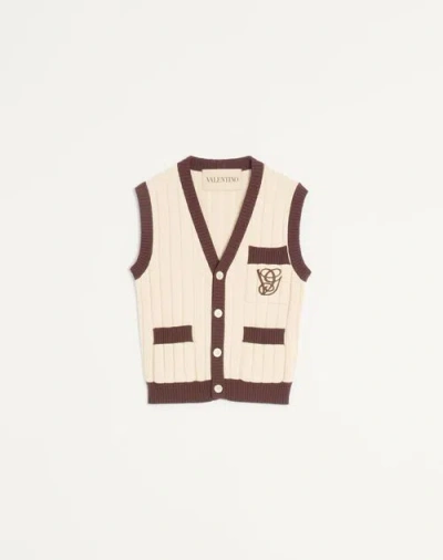 VALENTINO VALENTINO RIBBED COTTON WAISTCOAT WITH VG EMBROIDERY