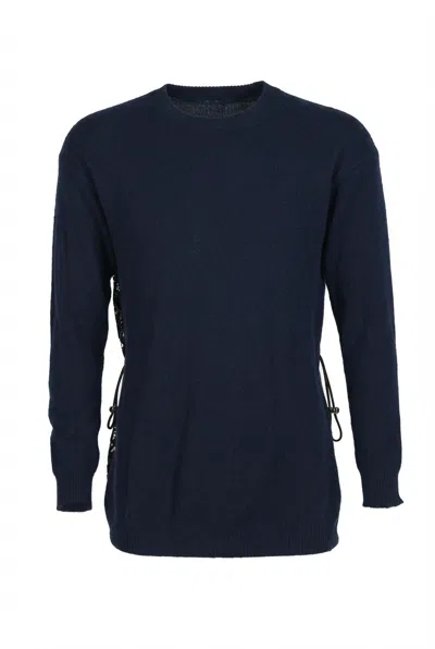 Valentino Ribbed Crew Neck Sweater In Blue