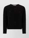Valentino Ribbed Cuffs Textured Knit Sweater In Black