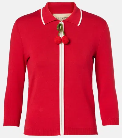 Valentino Ribbed-knit Cotton Cardigan