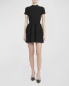 VALENTINO RIBBED KNIT FLARE MINI DRESS