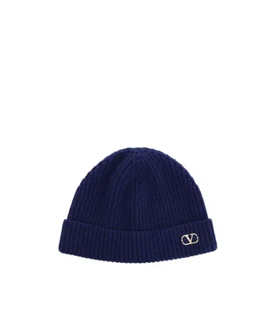 Valentino Garavani Ribbed Knit Hat In Black