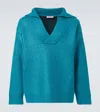 Valentino Garavani Turquoise Silk Blend Sweater In Blue