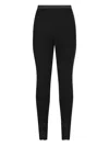 Valentino Ribbed Lace-detailed Leggings In Black