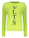 Valentino Crew Neck Long Sleeve Sweater In Green