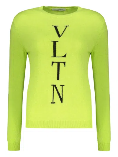Valentino Ribbed Logo-detail Sweater In Yellow