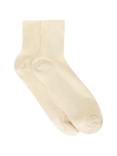 Valentino Ribbed Socks In Neutral