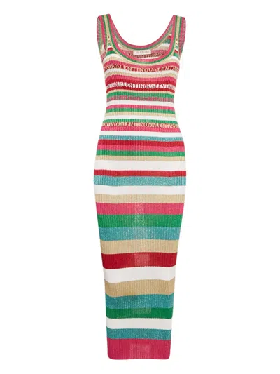 Pre-owned Valentino Ribbed Striped Dress