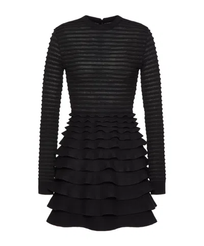 VALENTINO RIBBED-TIERED MINI DRESS