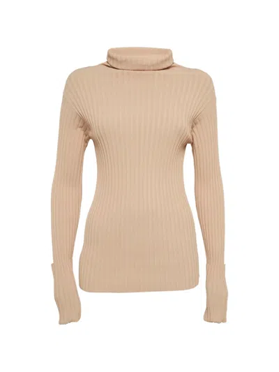 Pre-owned Valentino Ribbed Turtleneck Sweater In Neutral