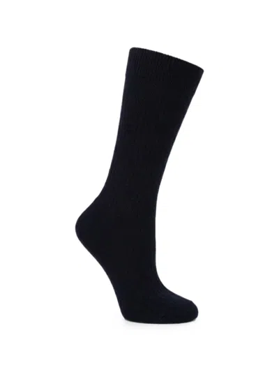 Valentino Ribbed-knit Logo-patch Socks In Black