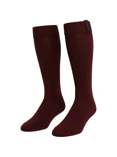 Valentino Ribbed-knit Logo-tag Socks In Black