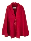 Valentino Ribbon-detail Cape Coat In Red