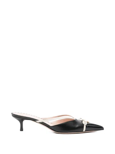 Valentino Garavani Ribbon Logo Mules In Black