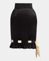 Valentino Ribbon Ruffle Hem Double Satin Skirt In Black