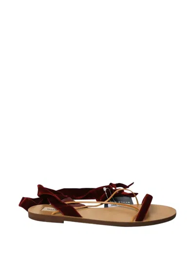 Pre-owned Valentino Garavani Ribbon Strappy Sandals In Red