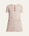 Valentino Womens Multicolor. Embellished Short-sleeves Woven Mini Dress