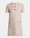 Valentino Womens Multicolor. Embellished Short-sleeves Woven Mini Dress