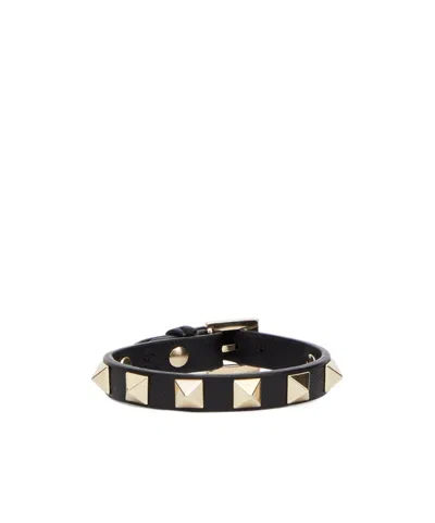 Valentino Garavani Rivet Bracelet In Black