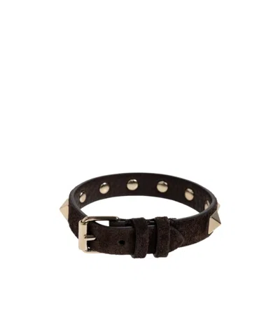 Valentino Garavani Rivet Bracelet In Black
