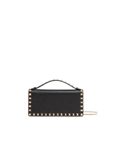 Valentino Garavani Rivet Chain Wallet In Black
