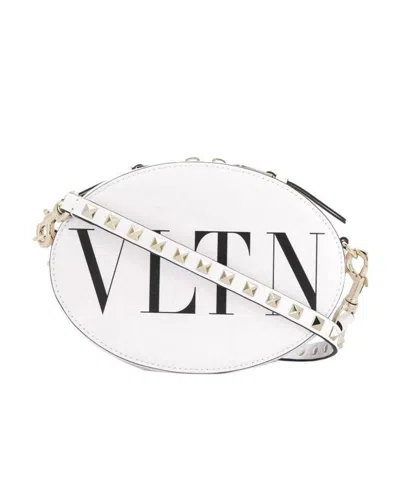 Valentino Garavani Rivet Decorated Shoulder Bag In White