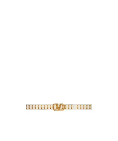 Valentino Garavani Rivet Detail Belt In White