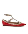 Valentino Rockstud Patent Leather Ballet Flats In Nude