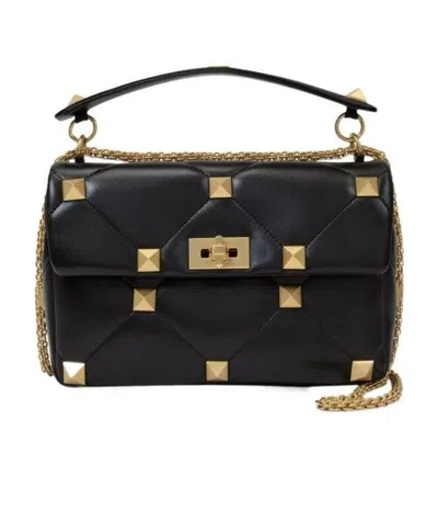 Valentino Garavani Black Large Roman Stud Bag In 0no Nero