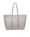 Valentino Rockstuds Leather Tote Bag In Gray