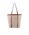 Valentino Rivet Detail Shoulder Bag In Nude