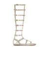 Valentino Rivet Flat Sandals In Neutral