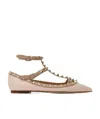 Valentino Garavani Rivet-inlaid Flats In Brown