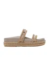 Valentino Rockstud Rope-detail Slide Sandals In Nude