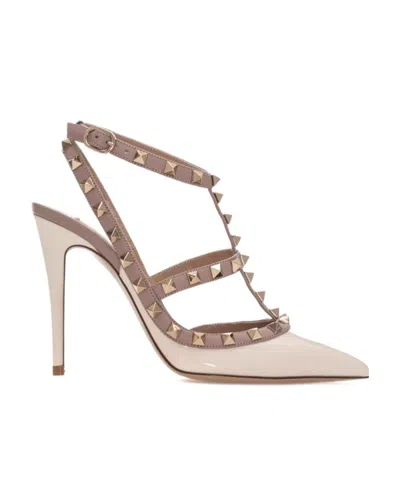 Valentino Garavani Rivet Pointed High Heels In Brown