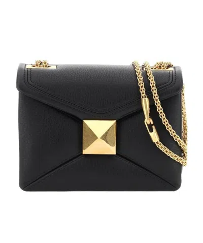 Valentino Garavani Rivet Shoulder Bag In Black