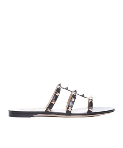 Valentino Garavani Rivet Slippers In Black